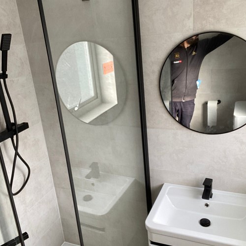 Bathroom renovation with feature tiling, Pembrokeshire